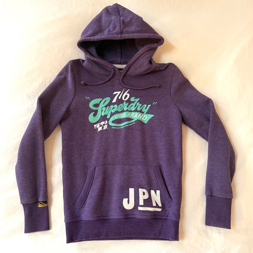 Superdry 76 Japan Logo Purple Hoodie Sweatshirt Women’s SMALL